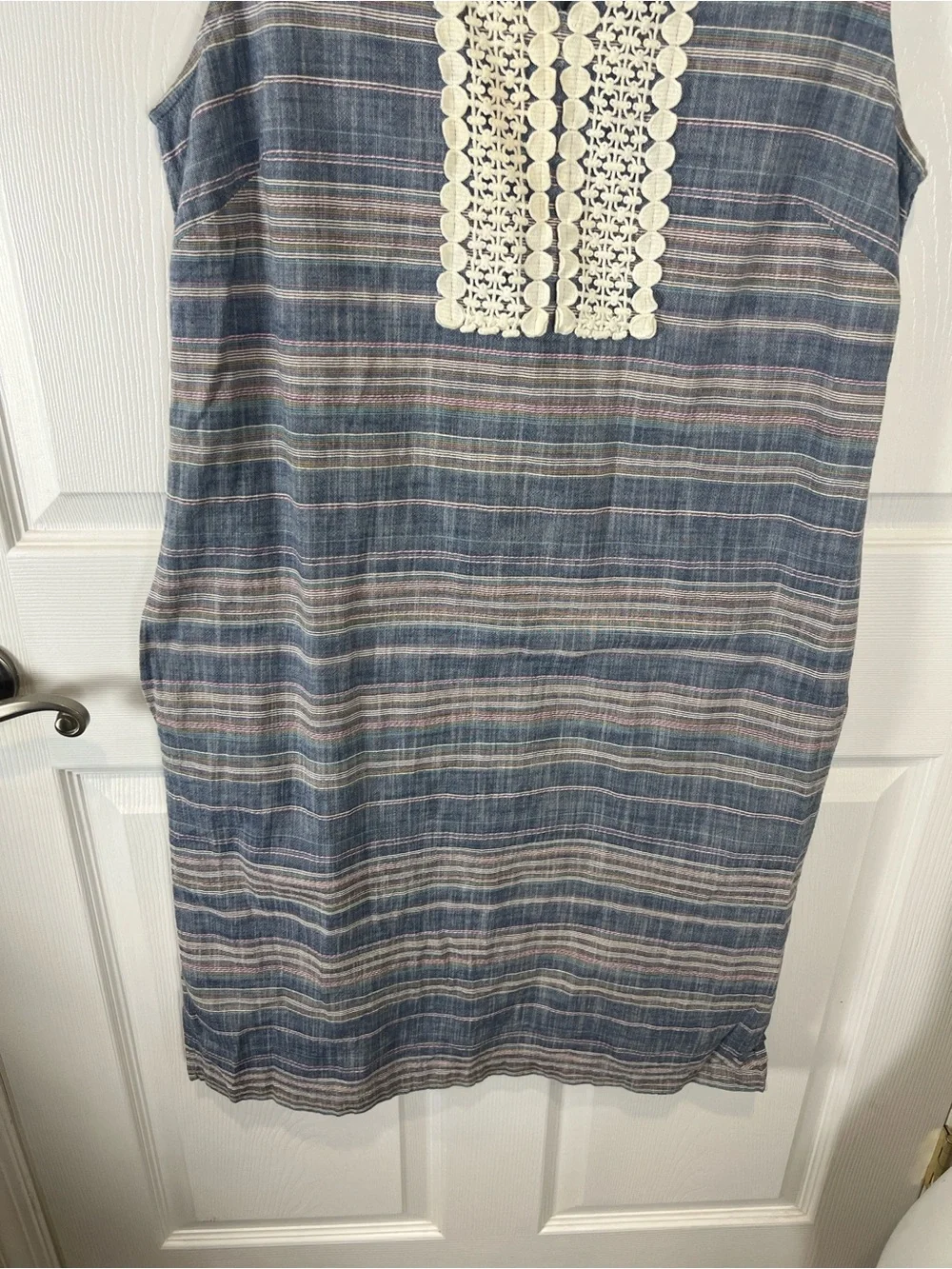 Talbots factory striped cotton sleeveless shift summer dress size 12